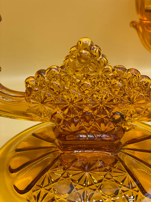 Vintage double candleholders, Amber